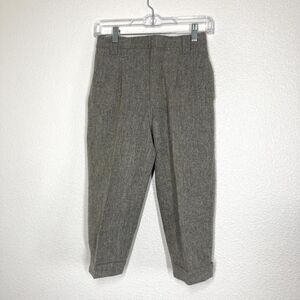 Vintage Woolrich Pants Womens 6 Gray Wool Tweed Cropped Cuffed Tapered Lined USA